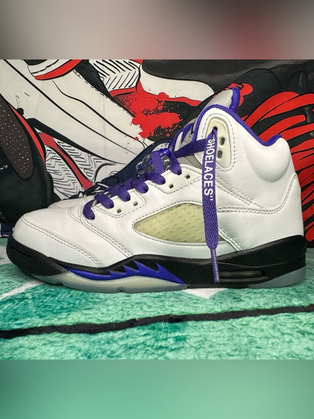 Jordan 5 Retro Dark Concord 6Y 440888-141 White Purple Black Men 6 Women 7.5